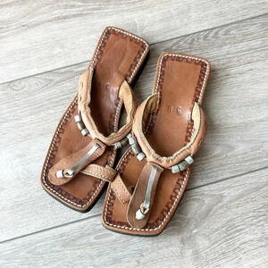 Handmade Leather  Square Toe Sandal